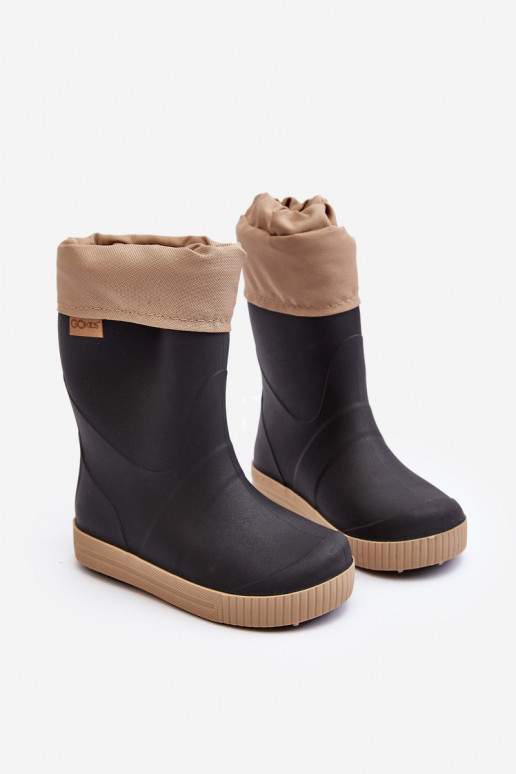 Dětské Holínky S Podšívkou Snow Wave Gokids 981 Černo-Beige Dětské Holínky S Podšívkou Snow Wave Gokids 981 Černo-Beige