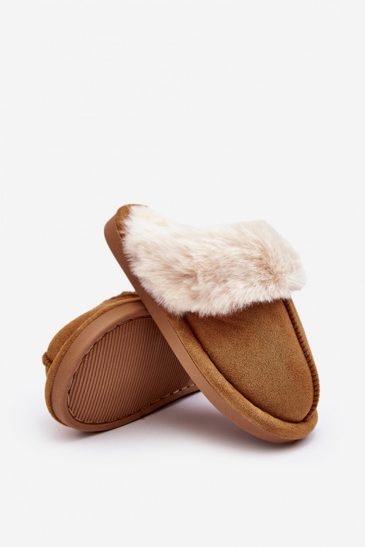 Dětské papuče s kožíškem hnědé barvy Befana