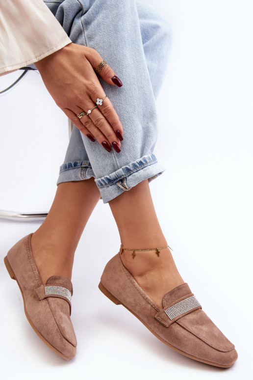 Mokasíny s třpytivými očky v hnědé barvě Ralrika