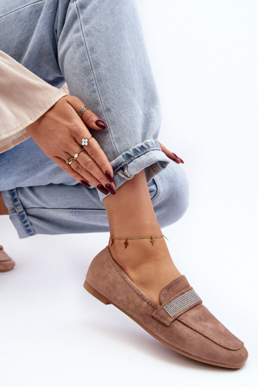 Mokasíny s třpytivými očky v hnědé barvě Ralrika