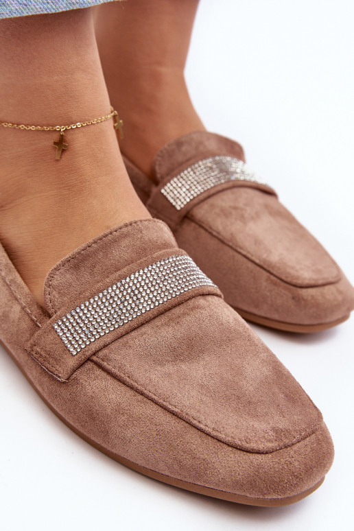 Mokasíny s třpytivými očky v hnědé barvě Ralrika