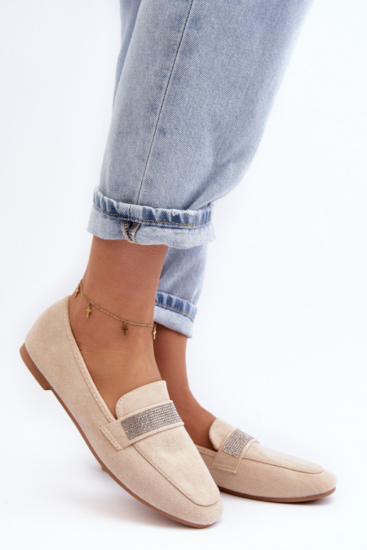 Mokasíny s třpytivými očky béžové Ralrika