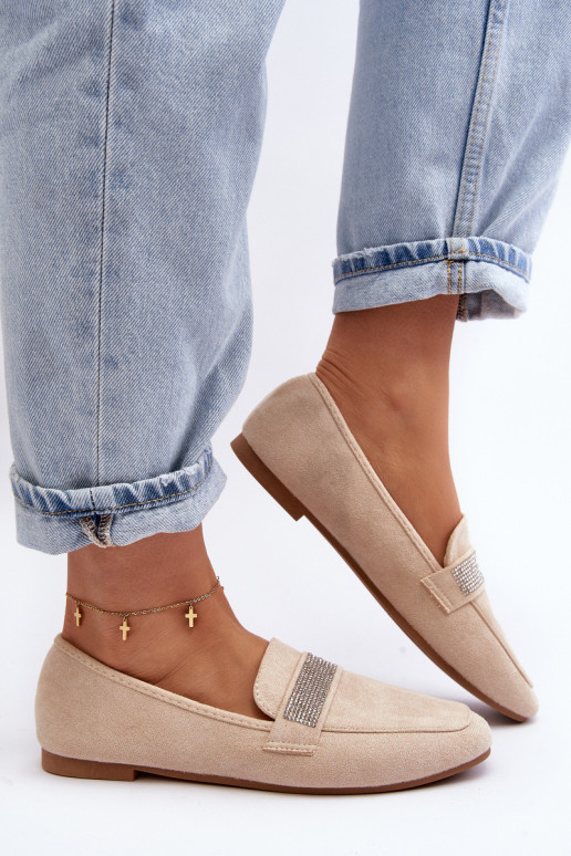 Mokasíny s třpytivými očky béžové Ralrika