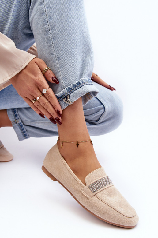 Mokasíny s třpytivými očky béžové Ralrika