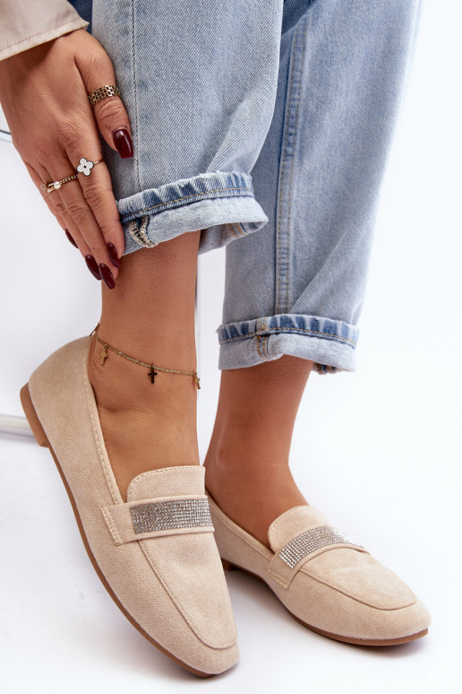 Mokasíny s třpytivými očky béžové Ralrika