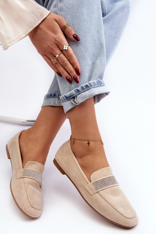 Mokasíny s třpytivými očky béžové Ralrika