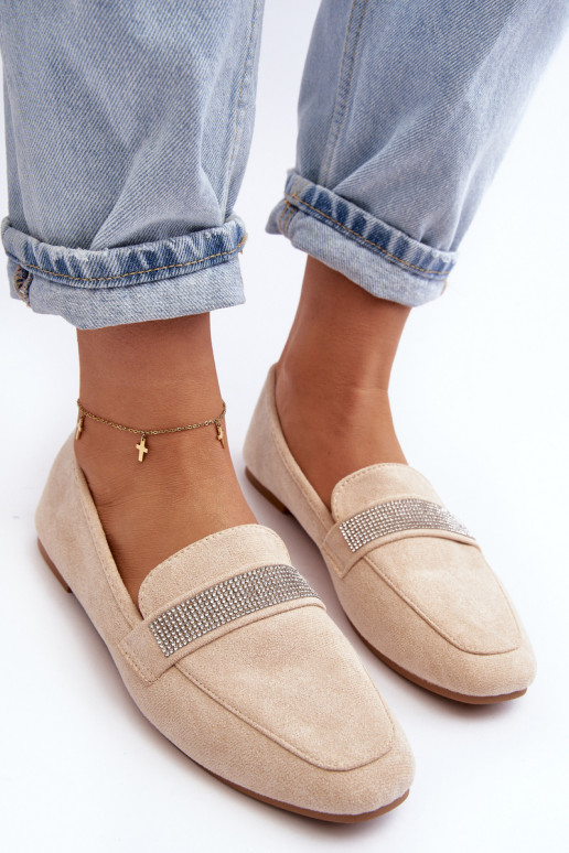 Mokasíny s třpytivými očky béžové Ralrika