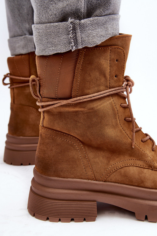 Dámské kozačky s masivní podrážkou v hnědé barvě Narelona Dámské kozačky s masivní podrážkou v hnědé barvě Narelona