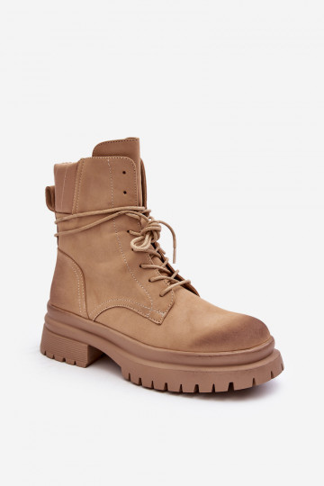 Dámské kozačky s masivní podrážkou béžové Narelona