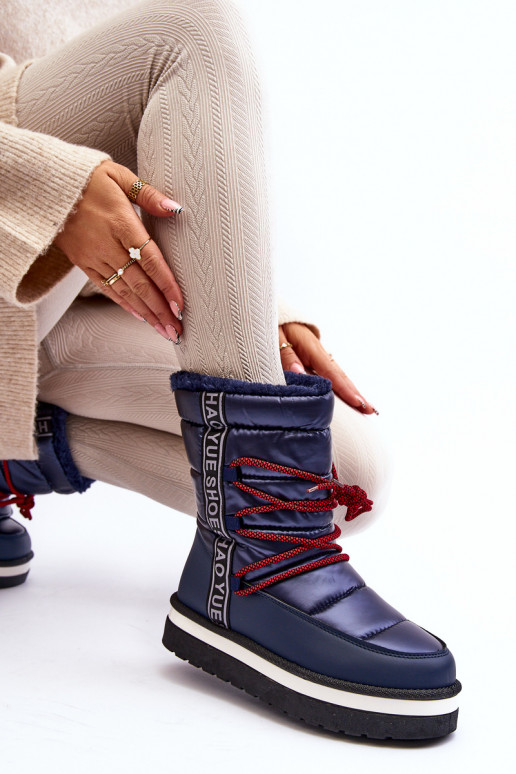 Dámské sněhule s vázáním v modré barvě Lilara Dámské sněhule s vázáním v modré barvě Lilara