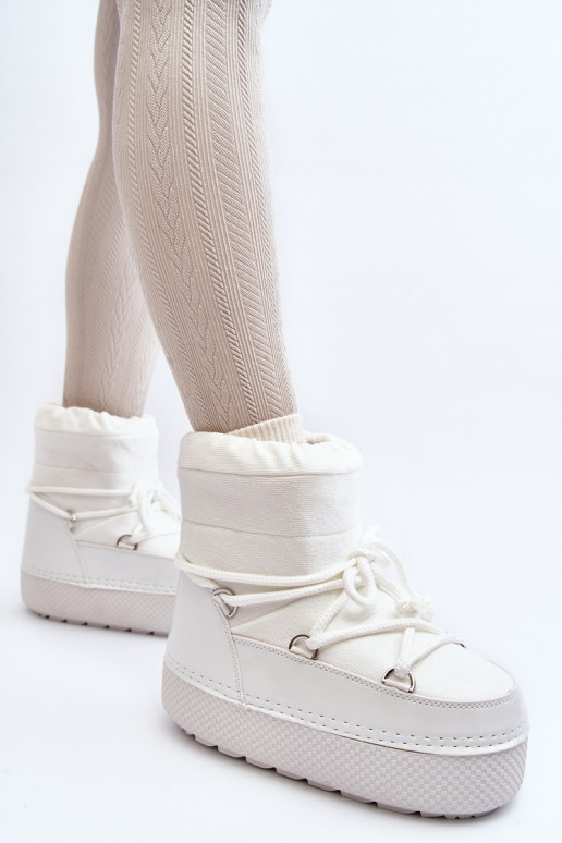 Dámské bílé zimní boty s vázáním Toolsa