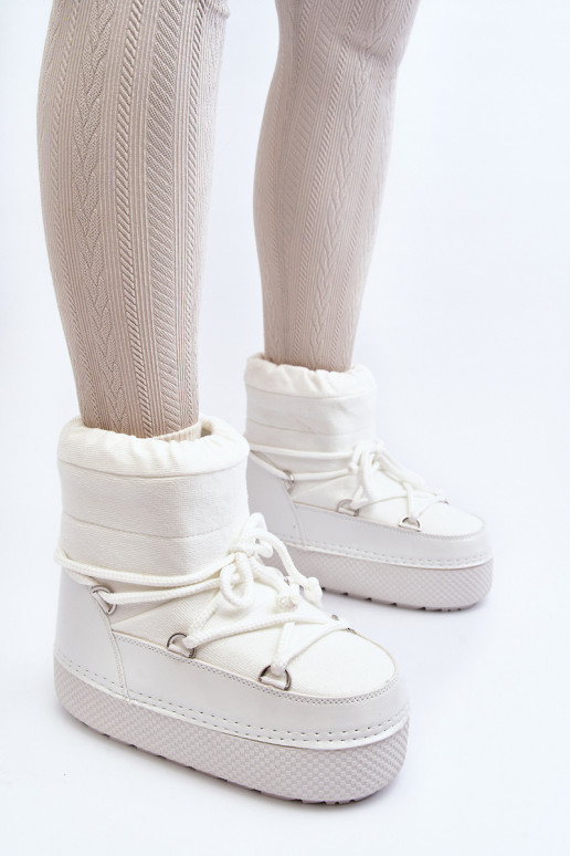 Dámské bílé zimní boty s vázáním Toolsa