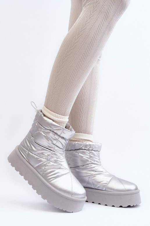 Dámské Sněhule Na Masivní Platformě Stříbrné Fionia