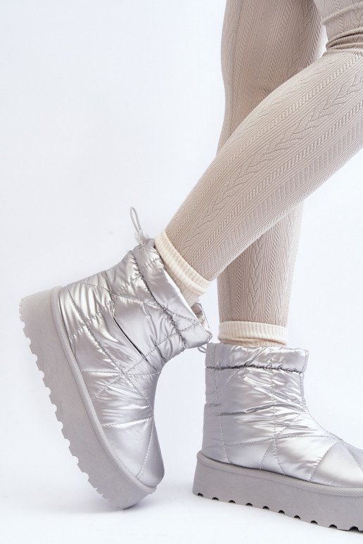 Dámské Sněhule Na Masivní Platformě Stříbrné Fionia