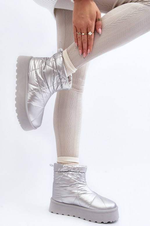 Dámské Sněhule Na Masivní Platformě Stříbrné Fionia