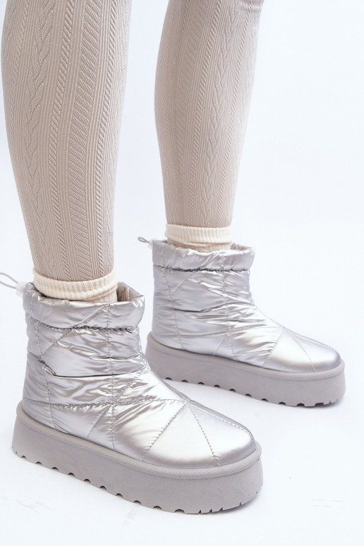 Dámské Sněhule Na Masivní Platformě Stříbrné Fionia