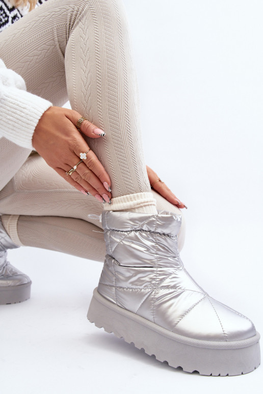 Dámské Sněhule Na Masivní Platformě Stříbrné Fionia