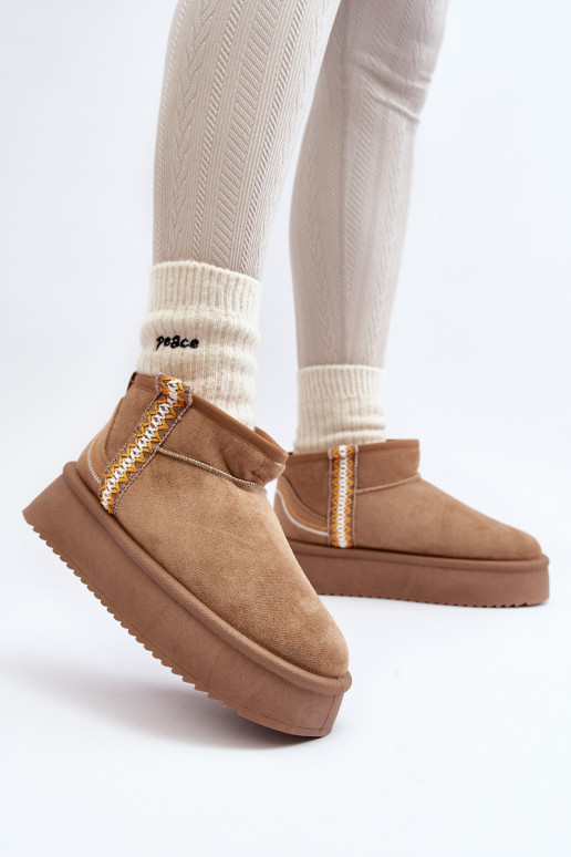 Sněhule na platformě se vzorem světle hnědé Udra