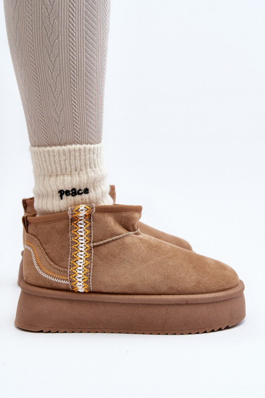 Sněhule na platformě se vzorem světle hnědé Udra