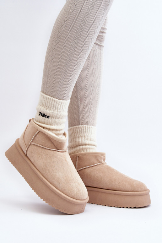 Dámské Sněhule Na Hrubé Podrážce Beige Caliksa Dámské Sněhule Na Hrubé Podrážce Beige Caliksa