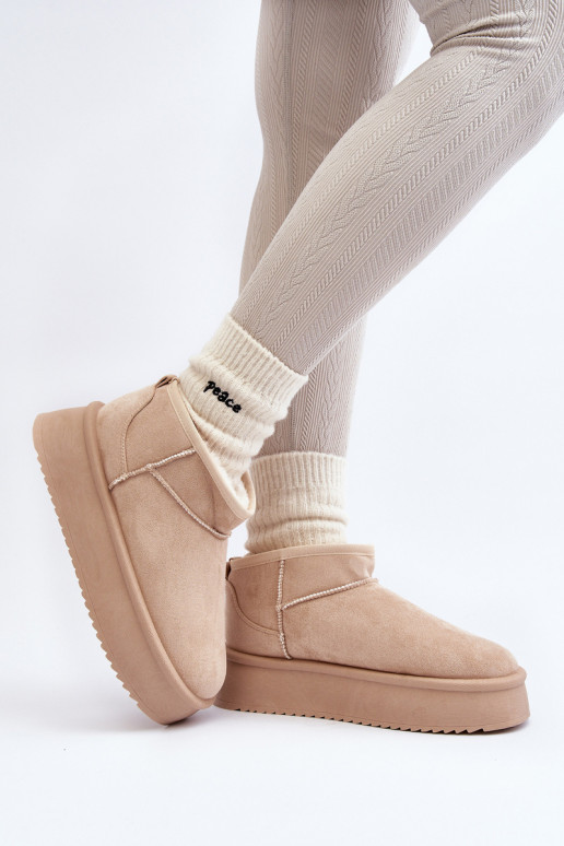 Dámské Sněhule Na Hrubé Podrážce Beige Caliksa Dámské Sněhule Na Hrubé Podrážce Beige Caliksa