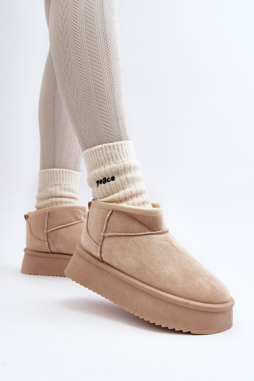 Dámské Sněhule Na Hrubé Podrážce Beige Caliksa Dámské Sněhule Na Hrubé Podrážce Beige Caliksa