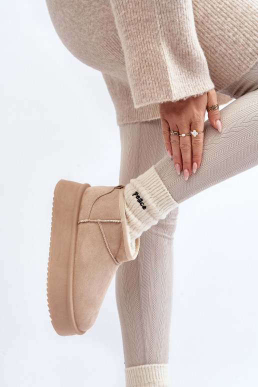 Dámské Sněhule Na Hrubé Podrážce Beige Caliksa Dámské Sněhule Na Hrubé Podrážce Beige Caliksa