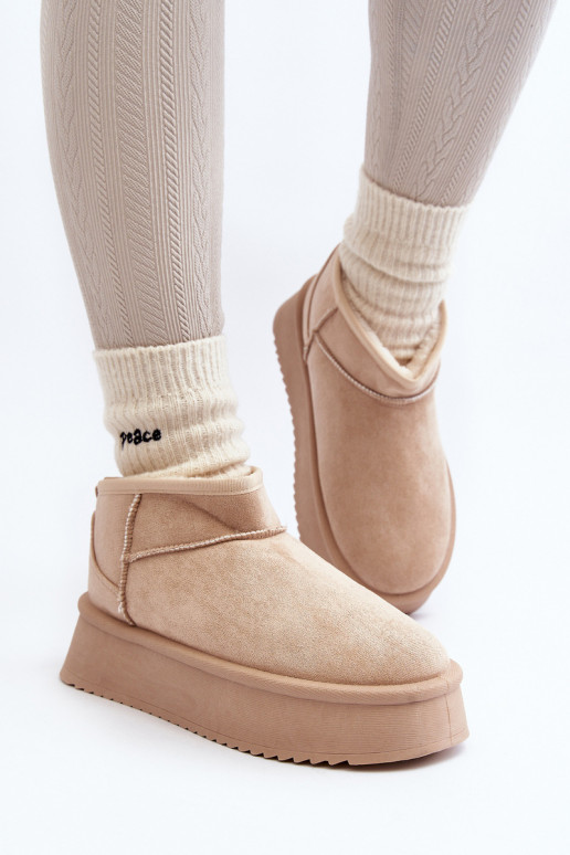 Dámské Sněhule Na Hrubé Podrážce Beige Caliksa Dámské Sněhule Na Hrubé Podrážce Beige Caliksa