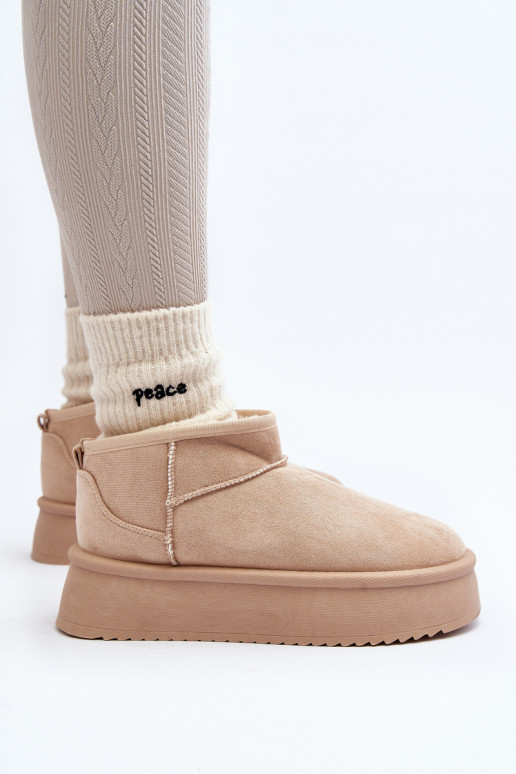 Dámské Sněhule Na Hrubé Podrážce Beige Caliksa Dámské Sněhule Na Hrubé Podrážce Beige Caliksa