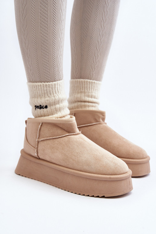 Dámské Sněhule Na Hrubé Podrážce Beige Caliksa Dámské Sněhule Na Hrubé Podrážce Beige Caliksa