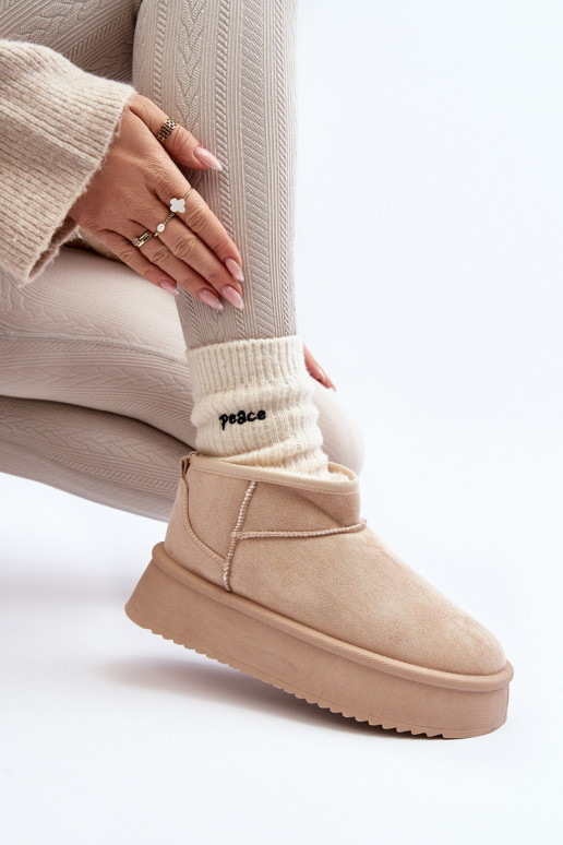 Dámské Sněhule Na Hrubé Podrážce Beige Caliksa Dámské Sněhule Na Hrubé Podrážce Beige Caliksa