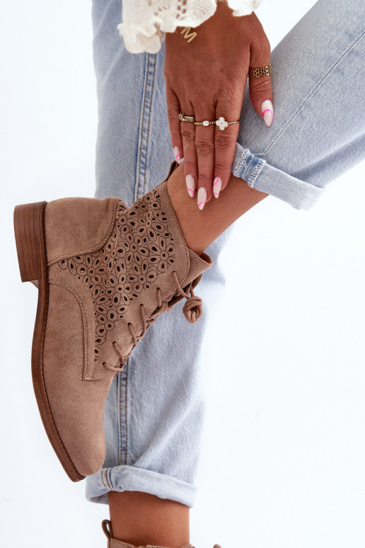 Dámské botky se vzorem béžové S.Barski HY66-136 Dámské botky se vzorem béžové S.Barski HY66-136