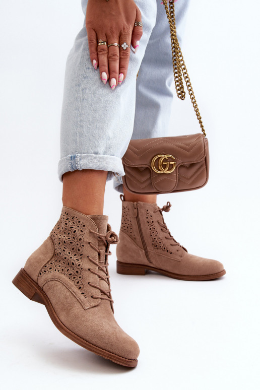 Dámské botky se vzorem béžové S.Barski HY66-136 Dámské botky se vzorem béžové S.Barski HY66-136