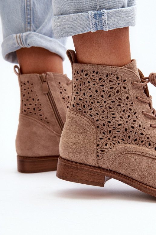 Dámské botky se vzorem béžové S.Barski HY66-136 Dámské botky se vzorem béžové S.Barski HY66-136