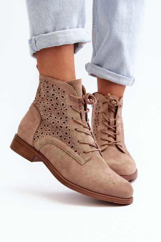 Dámské botky se vzorem béžové S.Barski HY66-136 Dámské botky se vzorem béžové S.Barski HY66-136