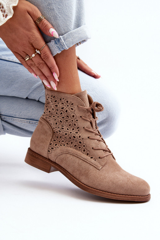 Dámské botky se vzorem béžové S.Barski HY66-136 Dámské botky se vzorem béžové S.Barski HY66-136