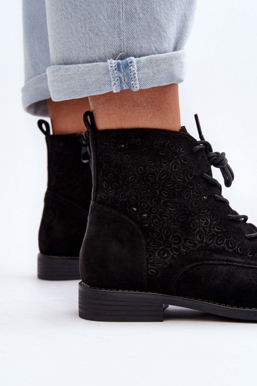 Dámské botky s vzorem černé S.Barski HY66-136 Dámské botky s vzorem černé S.Barski HY66-136