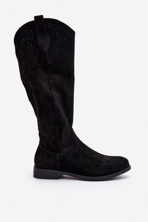 S.Barski HY66-132 Dámské Černé Krajkové Kozačky S.Barski HY66-132 Dámské Černé Krajkové Kozačky