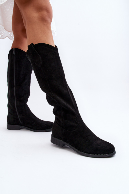 S.Barski HY66-132 Dámské Černé Krajkové Kozačky S.Barski HY66-132 Dámské Černé Krajkové Kozačky