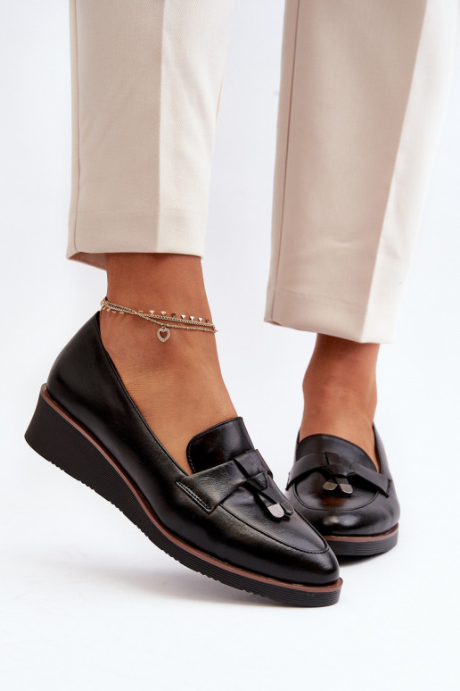 Dámské polobotky na klíně s ozdobou Černé Miliret Dámské polobotky na klíně s ozdobou Černé Miliret