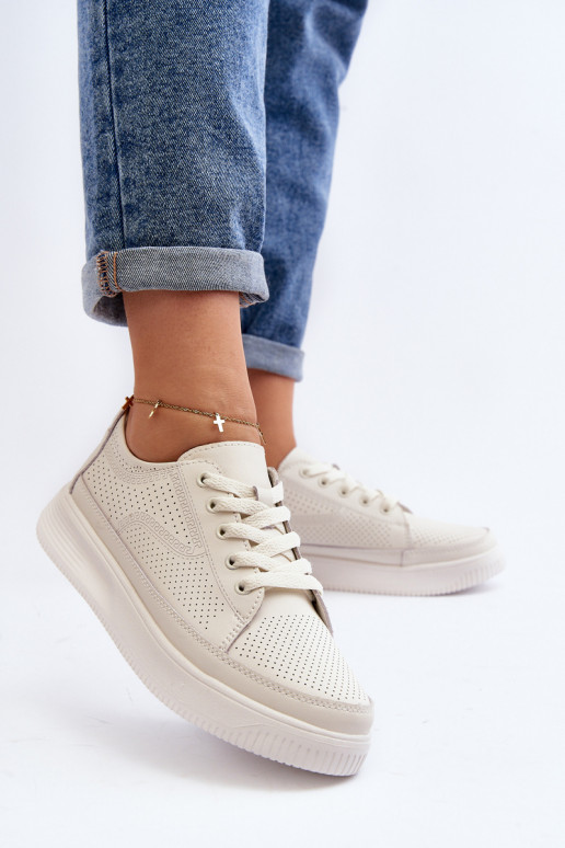 Dámské kožené sportovní tenisky Bílé Failla Dámské kožené sportovní tenisky Bílé Failla