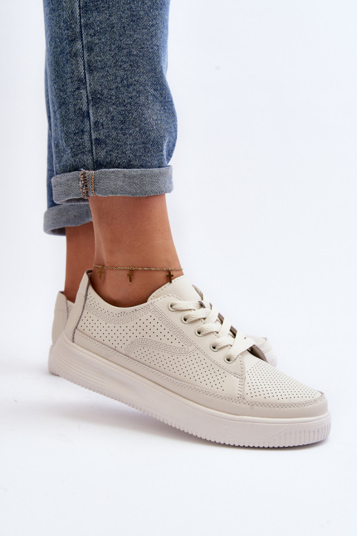 Dámské kožené sportovní tenisky Bílé Failla Dámské kožené sportovní tenisky Bílé Failla