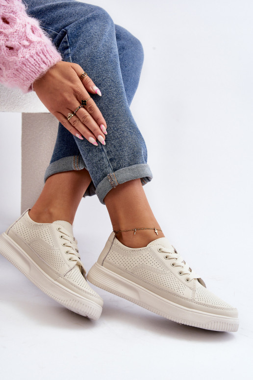 Dámské kožené sportovní tenisky Bílé Failla Dámské kožené sportovní tenisky Bílé Failla