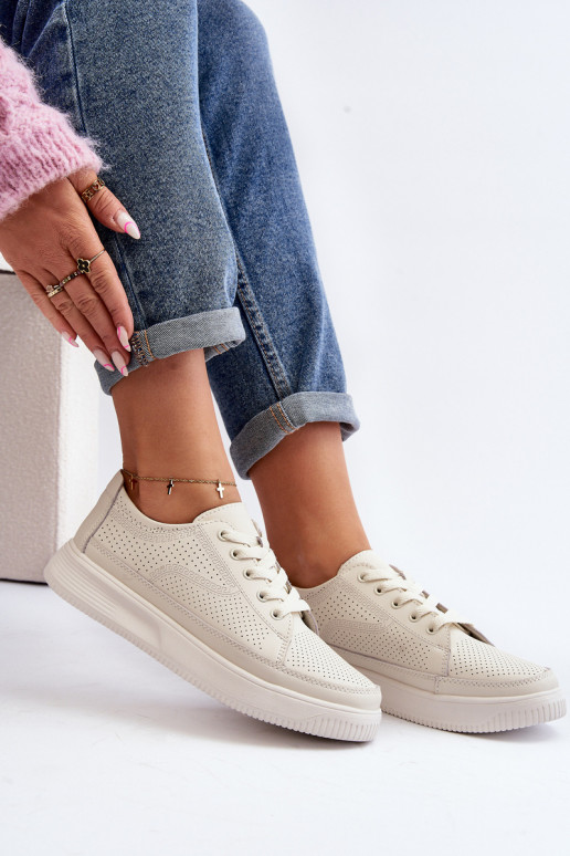 Dámské kožené sportovní tenisky Bílé Failla Dámské kožené sportovní tenisky Bílé Failla