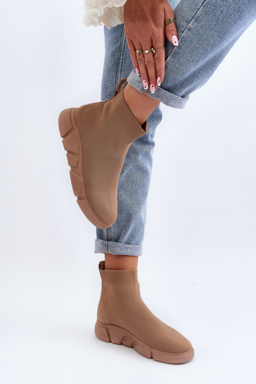 Dámské sportovní boty se ponožkou béžové Zirila Dámské sportovní boty se ponožkou béžové Zirila