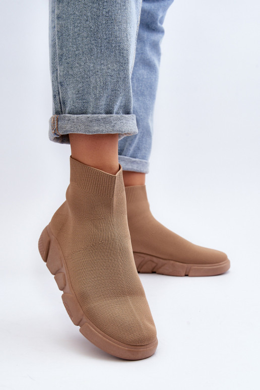 Dámské sportovní boty se ponožkou béžové Zirila Dámské sportovní boty se ponožkou béžové Zirila