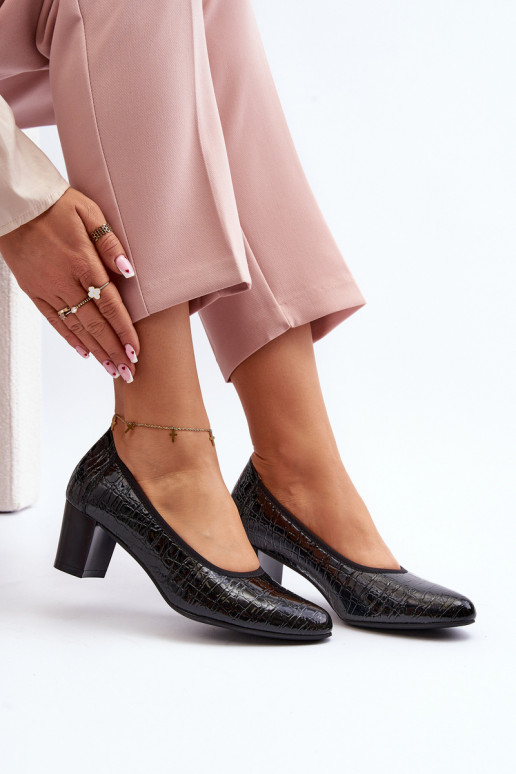 Lakýrované lodičky s potiskem černé Cynania