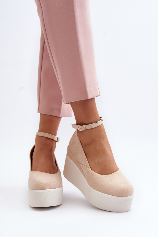 Dámské espadrilky na klínové podrážce světle béžové Malla Dámské espadrilky na klínové podrážce světle béžové Malla