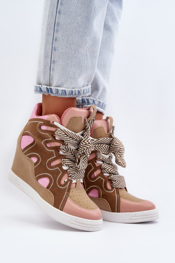 Dámské tenisky na podpatku růžové Leoppa 2