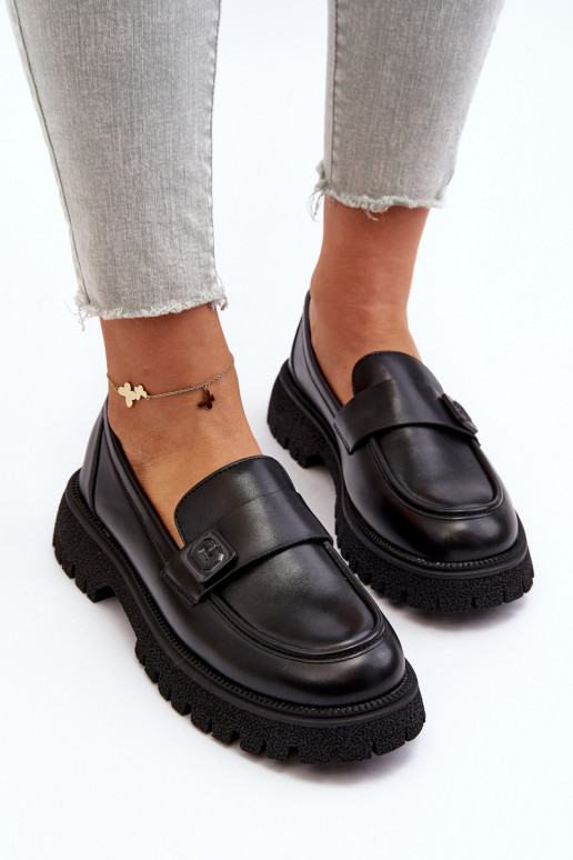 Dámské mokasíny s černým páskem Flanila